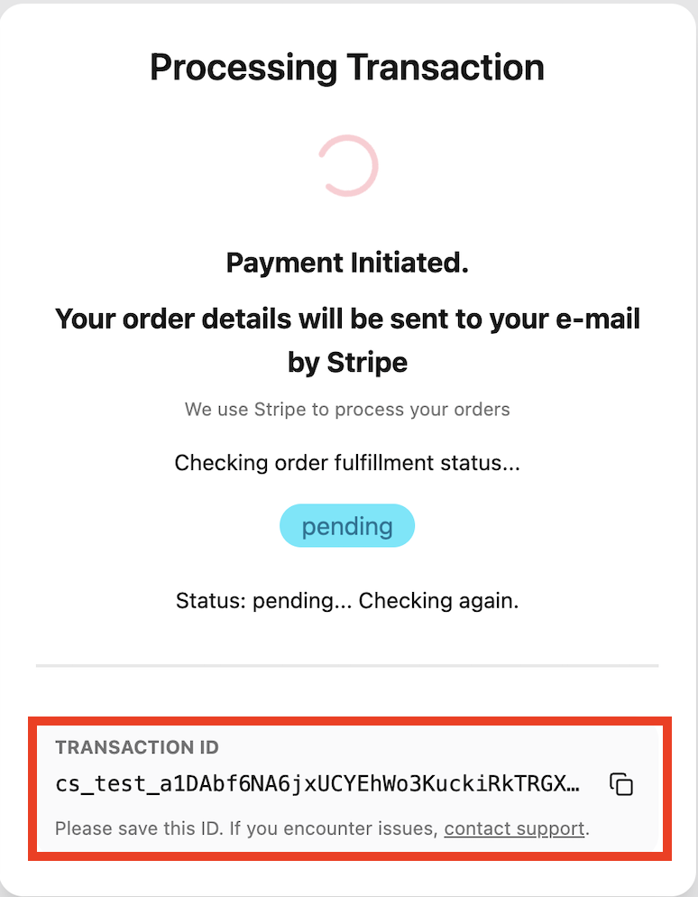 Example Checkout Transaction id